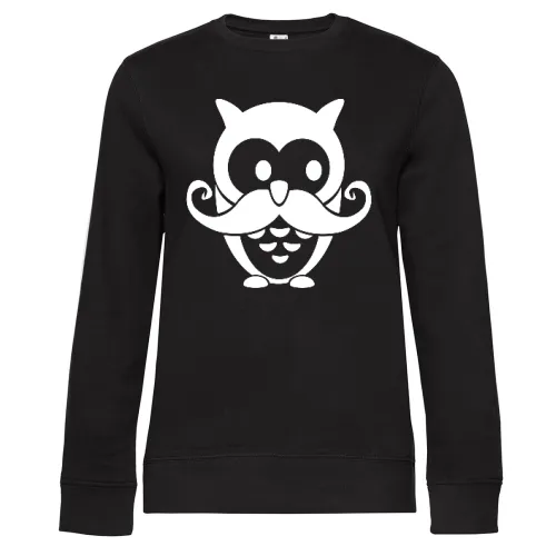 Moustache Eule Sweat Frauen Queen Crew Neck