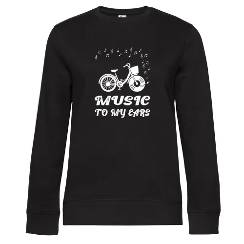 Music To My Ears Fahrrad mit Vinyl Schallplatte Sweat Frauen Queen Crew Neck