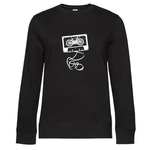Musik Kassette Radfahrer DJ Tape Fahrrad Sweat Frauen Queen Crew Neck