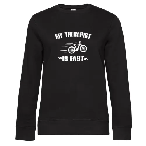 My Therapist Is Fast Ebiker E-Bike Radfahrer Sweat Frauen Queen Crew Neck
