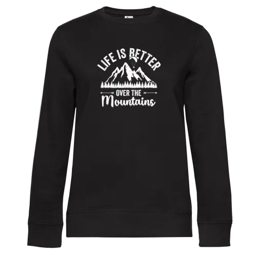 Paragliding Mountains Gleitschirmfliegen Motiv Sweat Frauen Queen Crew Neck