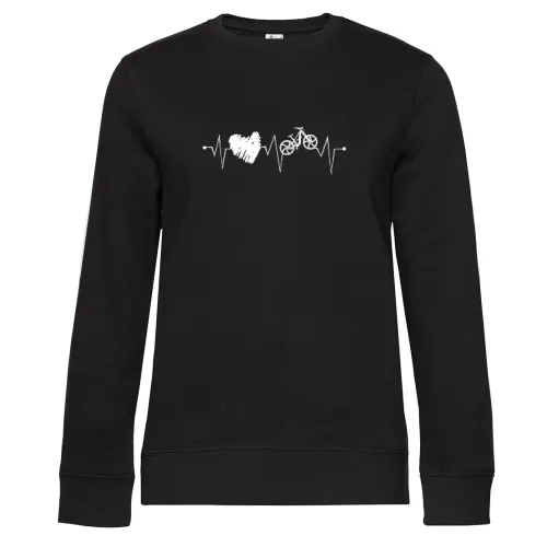 Radfahren mit Herz MTB Fahrradfahrer Herzschlag Sweat Frauen Queen Crew Neck