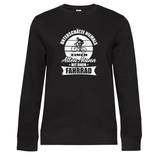 Radfahrer Fahrrad Bike Rentner Alter Mann Spruch Sweat Frauen Queen Crew Neck