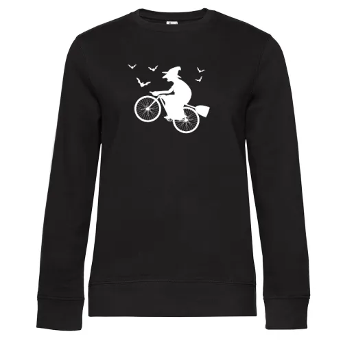 Radfahrer Fahrradfahrer Hexe Besen Halloween Witch Sweat Frauen Queen Crew Neck