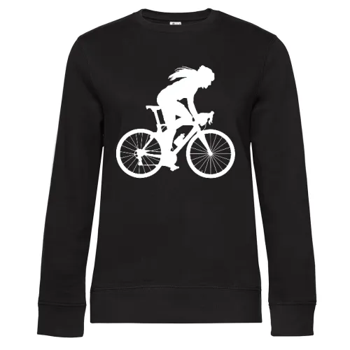 Radfahrerin Bikerin Frau Fahrrad Fahrradfahren Sweat Frauen Queen Crew Neck