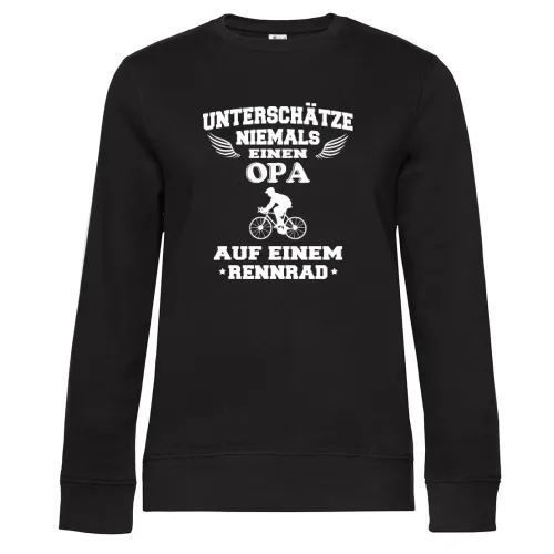 Rennrad Opa Radfahrer Rente Großvater Geschenkidee Sweat Frauen Queen Crew Neck