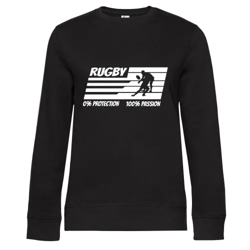 Rugby Zero Protection Much Passion Sportler Spruch Sweat Frauen Queen Crew Neck