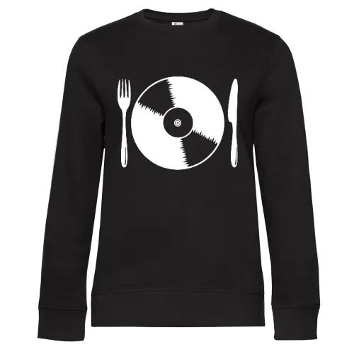 Schallplatte mit Besteck Sweat Frauen Queen Crew Neck