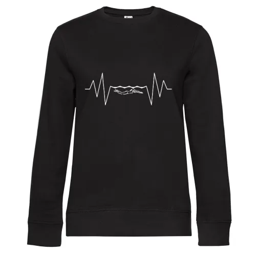 Schwimmende Frau Herzschlag, Tauchen Sweat Frauen Queen Crew Neck