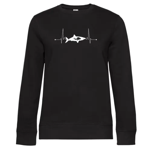 Scuba Dive Taucher Hai Tauchen Haifisch Herzschlag Sweat Frauen Queen Crew Neck