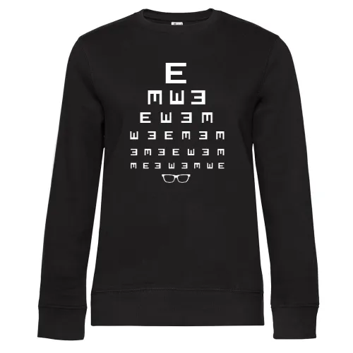 Sehtest mit Brille schwarz weiß Frauen Sweat