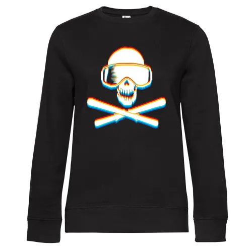 Ski Skulls mit Farbe 3D Sweat Frauen Queen Crew Neck