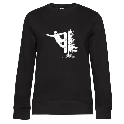 Snowboarder Off Piste Baum Snowboarden Boarder Sweat Frauen Queen Crew Neck