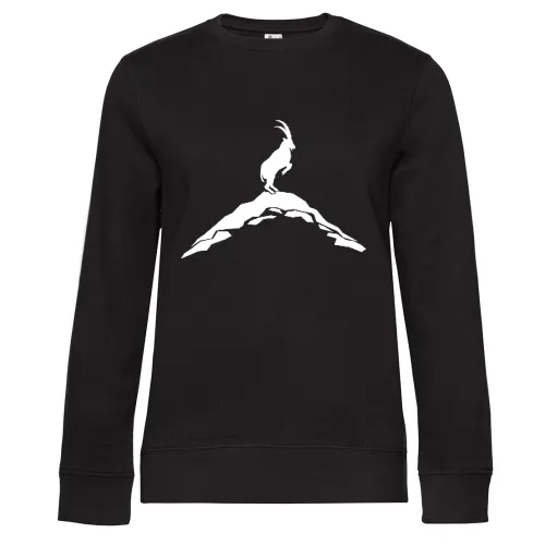stehender Steinbock auf Bergspitze Sweat Frauen Queen Crew Neck