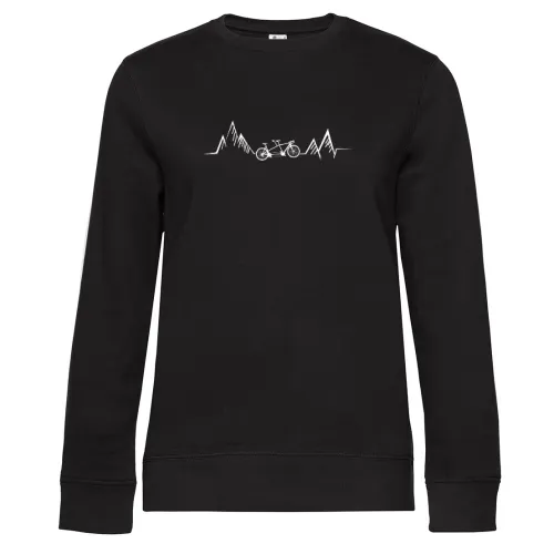 Tandem Fahrrad Herzschlag Berge Radfahrer Puls Sweat Frauen Queen Crew Neck