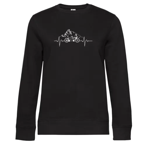 Tandem Fahrrad Herzschlag Berge Radfahrer Puls Sweat Frauen Queen Crew Neck