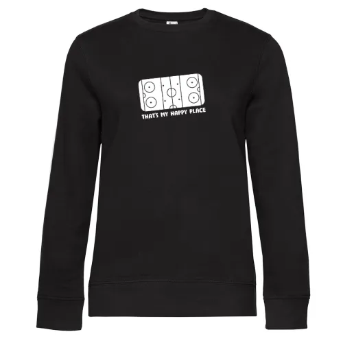That s My Happy Place Eishockey Ice Hockey Spruch Sweat Frauen Queen Crew Neck