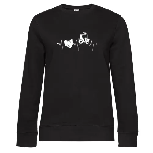 Traktor Farmer mit Herz Trekker Herzschlag Bauer Sweat Frauen Queen Crew Neck
