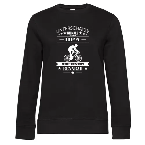Unterschätze niemals Opa auf einem Rennrad Bike Sweat Frauen Queen Crew Neck