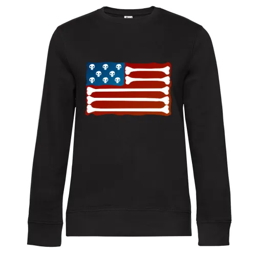 USA Fahne aus Knochen Skull Sweat