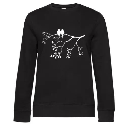 Vogelpaar auf dünnem Ast Sweat Frauen Queen Crew Neck