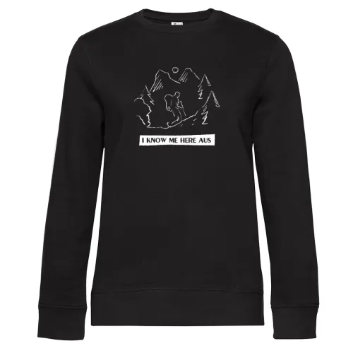 Wanderer Spruch Denglisch - I Know Me Here Aus Sweat Frauen Queen Crew Neck