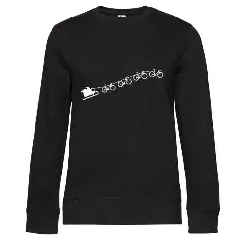 Weihnachtsschlitten aus fliegenden Rennrädern Sweat Frauen Queen Crew Neck