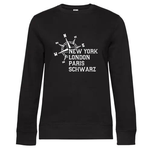 Weltstadt Schwarz Sweat Frauen Queen Crew Neck