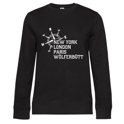 Weltstadt Wölferbütt Sweat Frauen Queen Crew Neck