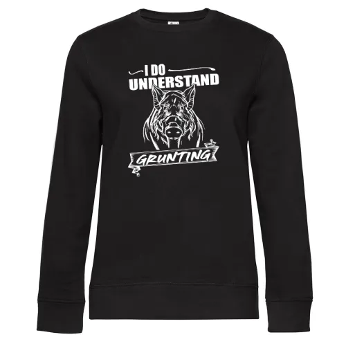 Wildschwein Grunzen Jäger Keiler Schwarzwild Jagen Sweat Frauen Queen Crew Neck