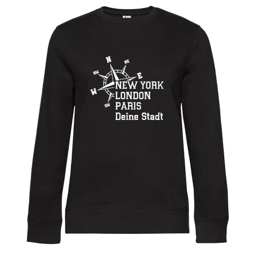 Windrose Weltstadt deine Stadt Sweat Frauen Queen Crew Neck