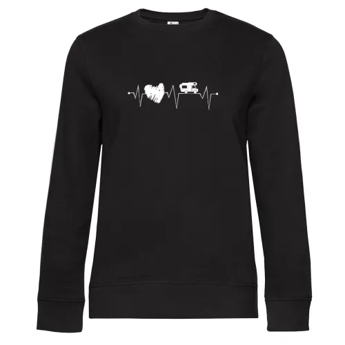 Wohnmobil mit Herz Camping Herzschlag Camper Womo Sweat Frauen Queen Crew Neck
