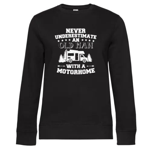 WOMO Wohnmobil Camper Camping Rentner Alter Mann Sweat Frauen Queen Crew Neck
