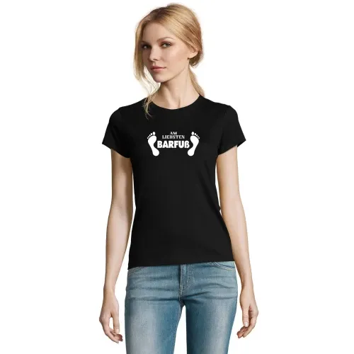 Am liebsten Barfuss Barfuß Barefoot Frauen T-Shirt