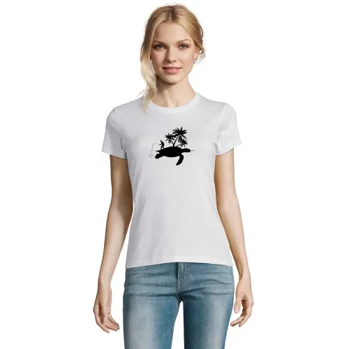 Angler Angeln Schildkröte Insel Fishing Geschenk T-Shirt Frauen Imperial