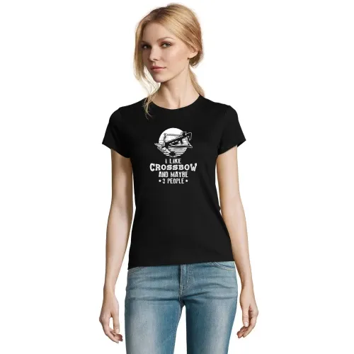 Armbrust Spruch I Like Crossbow und Maybe 3 People Frauen T-Shirt