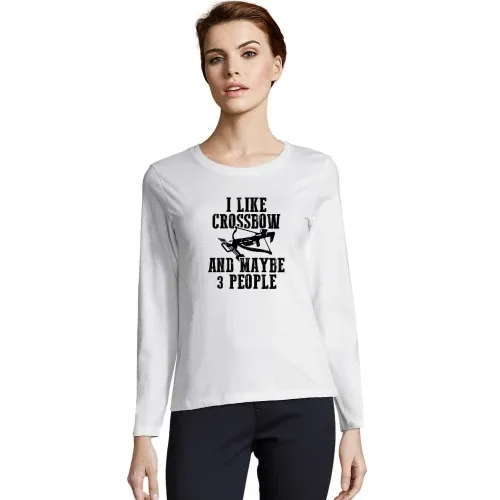 Armbrust Spruch I Like Crossbow und Maybe 3 People T-Shirt Frauen Imperial LSL