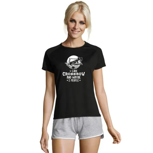 Armbrust Spruch I Like Crossbow und Maybe 3 People Frauen T-Shirt