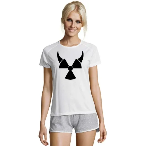 Atom Symbol mit Teufelshörner T-Shirt Frauen Sporty
