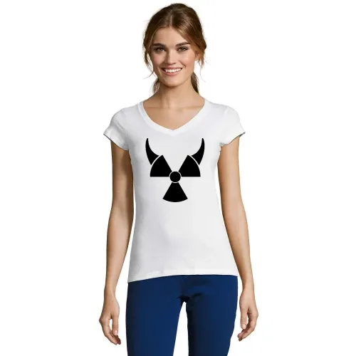 Atom Symbol mit Teufelshörner Frauen T-Shirt
