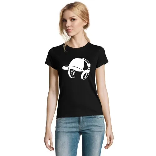 Basecap mit Kopfhörer Frauen T-Shirt