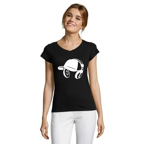 Basecap mit Kopfhörer Frauen T-Shirt