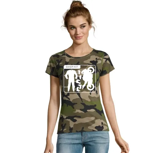 Biker Motorrad Kit T-Shirt Frauen Camo
