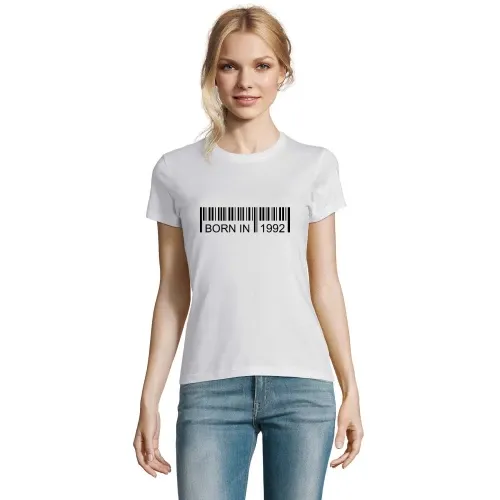Born in 1992 Strichcode T-Shirt Frauen Imperial
