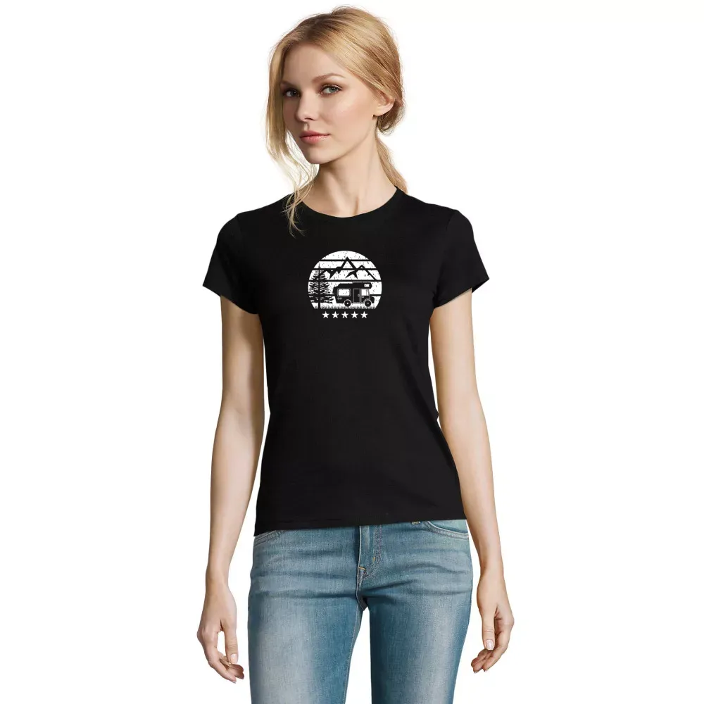  Frauen T-Shirt mit Aufdruck 'Camper Camping Vintage Alkoven Bus Retro Womo'