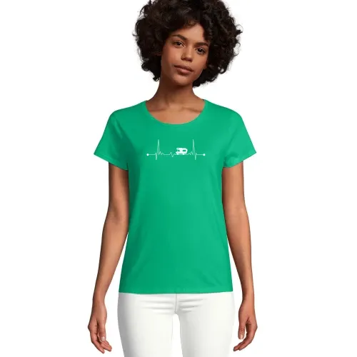 Camping Wohnmobil EKG Alkoven Herzschlag Camper Frauen T-Shirt