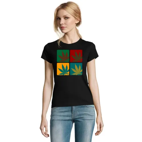 Cannabisblatt Warhol T-Shirt Frauen Imperial