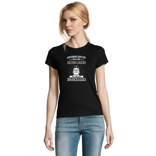 Eisenbahn Rentner Zug Rente Alter Mann Spruch Lok Frauen T-Shirt