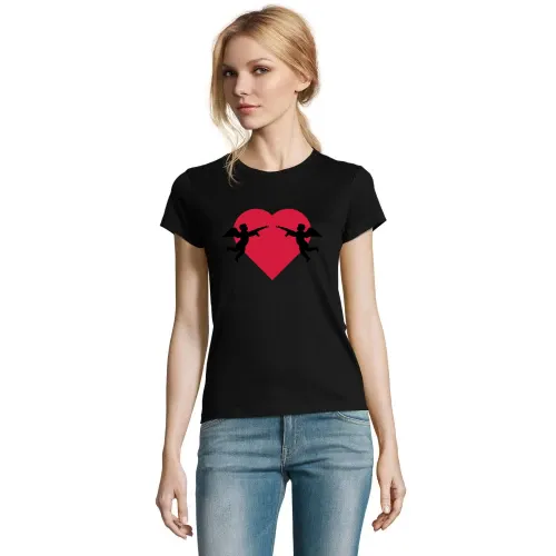 Engel vor Herz mit Gewehr T-Shirt