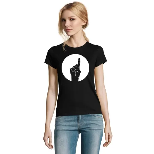 erhobener Zeigefinger im Kreis Frauen T-Shirt